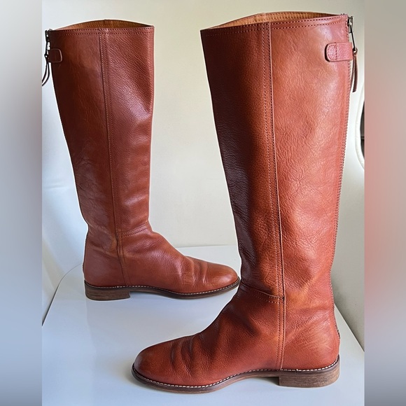 Madewell Sidney Chestnut Brown Knee High Back Zip Tall Riding Boots Size 8 - Picture 9 of 16